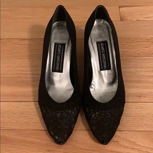 Stuart Weitzman Lace-Toe Kitten Heels